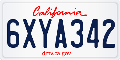 CA license plate 6XYA342