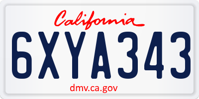 CA license plate 6XYA343