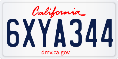 CA license plate 6XYA344