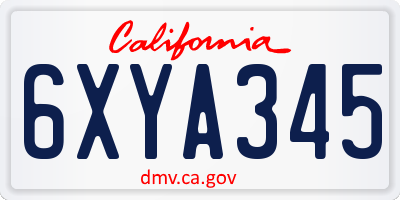 CA license plate 6XYA345