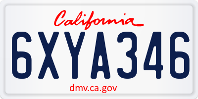 CA license plate 6XYA346