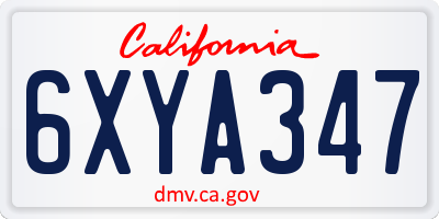 CA license plate 6XYA347