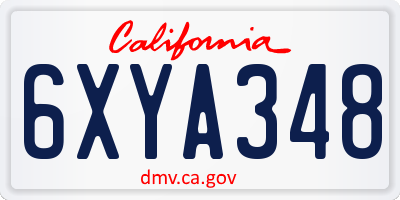 CA license plate 6XYA348