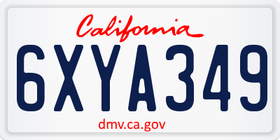 CA license plate 6XYA349