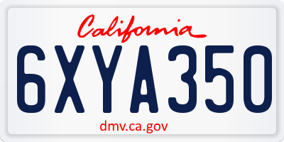 CA license plate 6XYA350