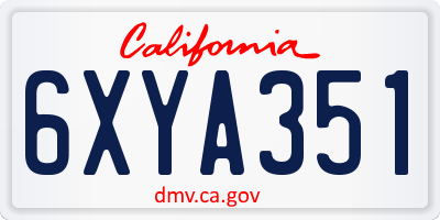 CA license plate 6XYA351