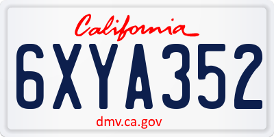 CA license plate 6XYA352