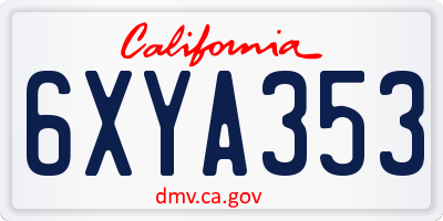 CA license plate 6XYA353