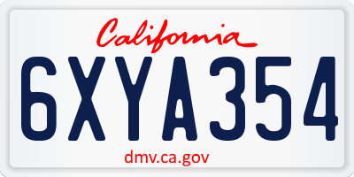 CA license plate 6XYA354
