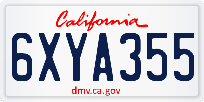 CA license plate 6XYA355