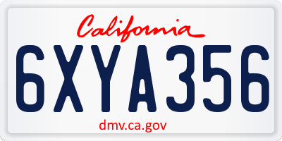CA license plate 6XYA356