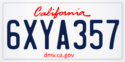 CA license plate 6XYA357