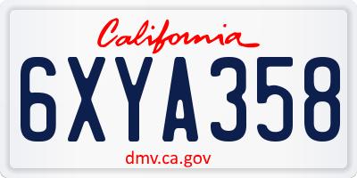 CA license plate 6XYA358
