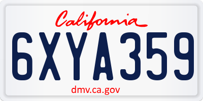 CA license plate 6XYA359