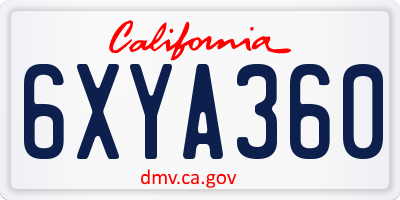 CA license plate 6XYA360