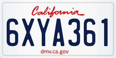 CA license plate 6XYA361