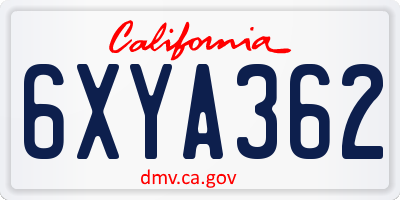 CA license plate 6XYA362