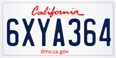 CA license plate 6XYA364