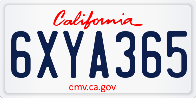 CA license plate 6XYA365