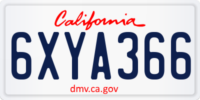 CA license plate 6XYA366