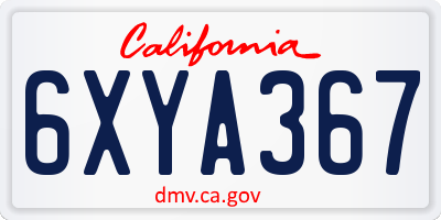 CA license plate 6XYA367