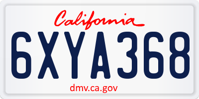 CA license plate 6XYA368