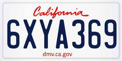 CA license plate 6XYA369
