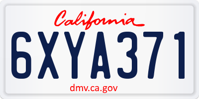CA license plate 6XYA371