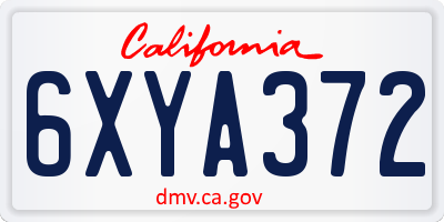 CA license plate 6XYA372