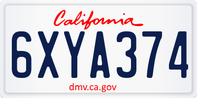 CA license plate 6XYA374