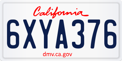 CA license plate 6XYA376
