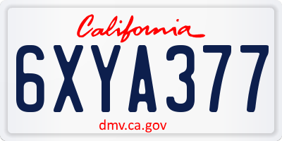 CA license plate 6XYA377