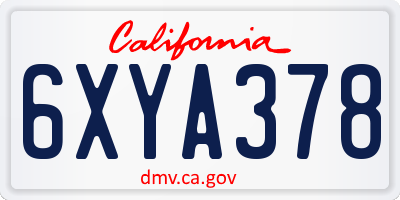 CA license plate 6XYA378
