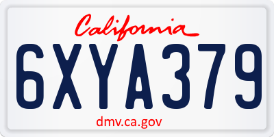 CA license plate 6XYA379