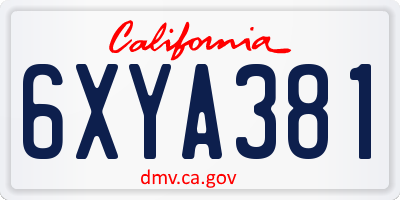 CA license plate 6XYA381