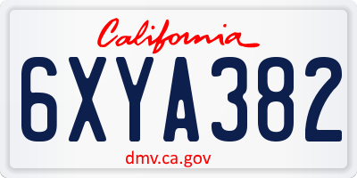 CA license plate 6XYA382