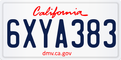 CA license plate 6XYA383