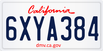 CA license plate 6XYA384