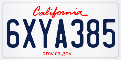 CA license plate 6XYA385