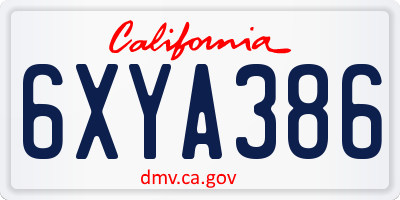 CA license plate 6XYA386