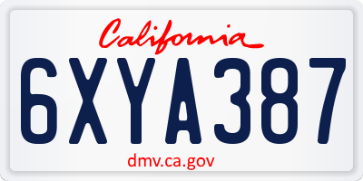 CA license plate 6XYA387