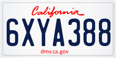 CA license plate 6XYA388