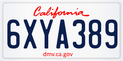 CA license plate 6XYA389