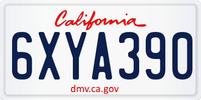 CA license plate 6XYA390