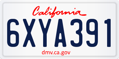 CA license plate 6XYA391