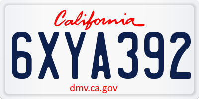 CA license plate 6XYA392