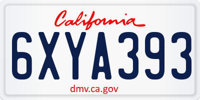 CA license plate 6XYA393