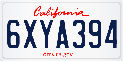 CA license plate 6XYA394