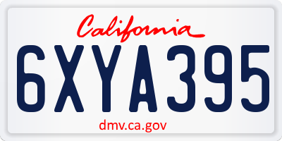 CA license plate 6XYA395