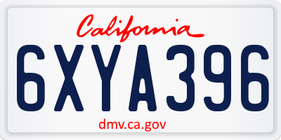 CA license plate 6XYA396